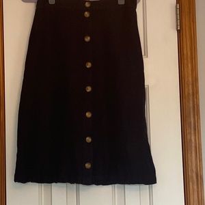 LOFT Small Petite Navy Blue Linen Button Down Skirt